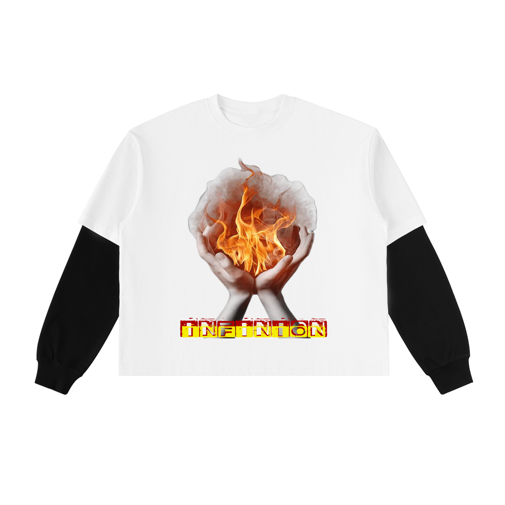 LEO Contrast Sleeve Cotton T-Shirt