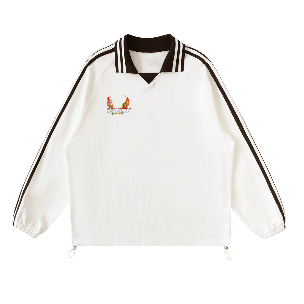 LEO Striped Lapel Collar Sweatshirt
