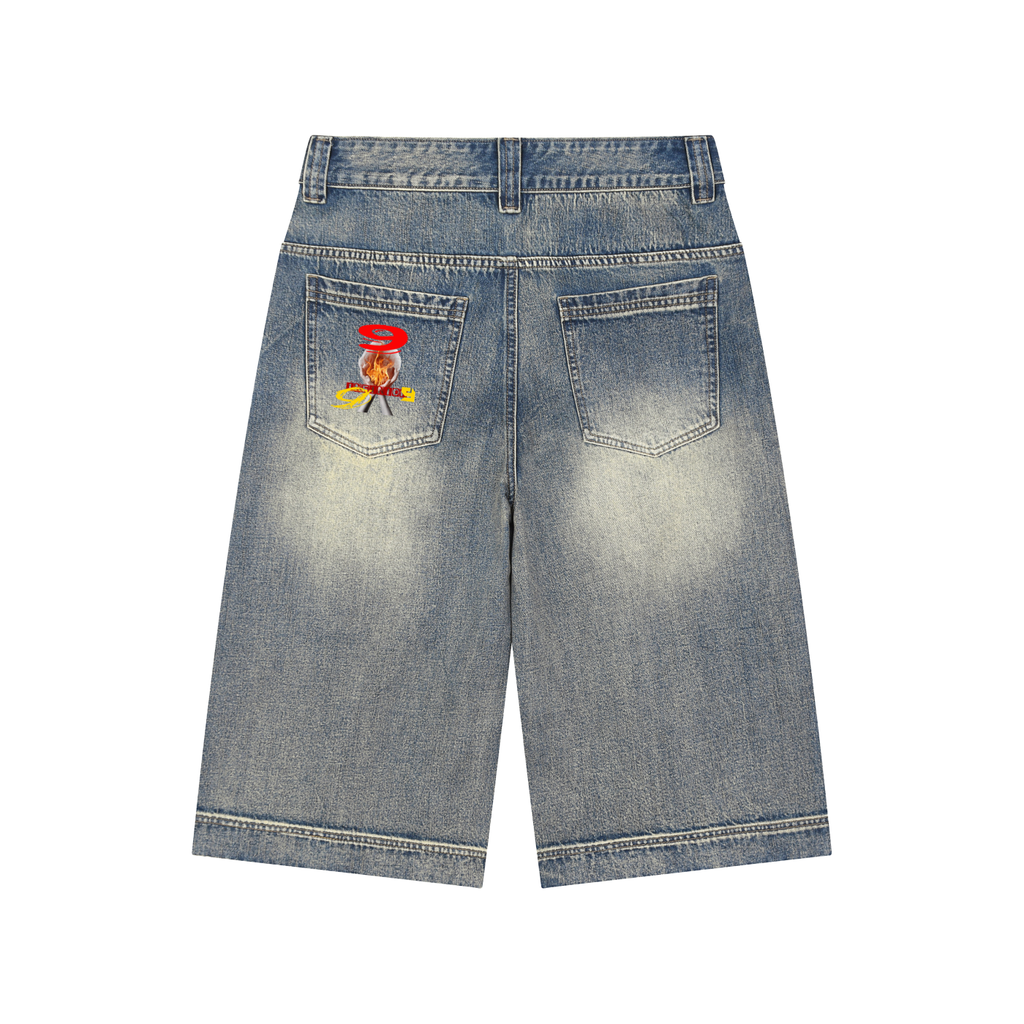 LEO Wash Baggy Denim Shorts
