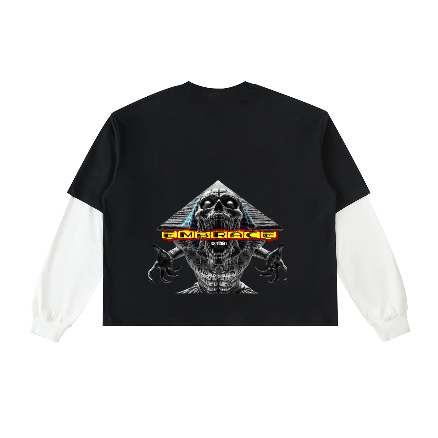 Layered Contrast Sleeve Cotton T-Shirt