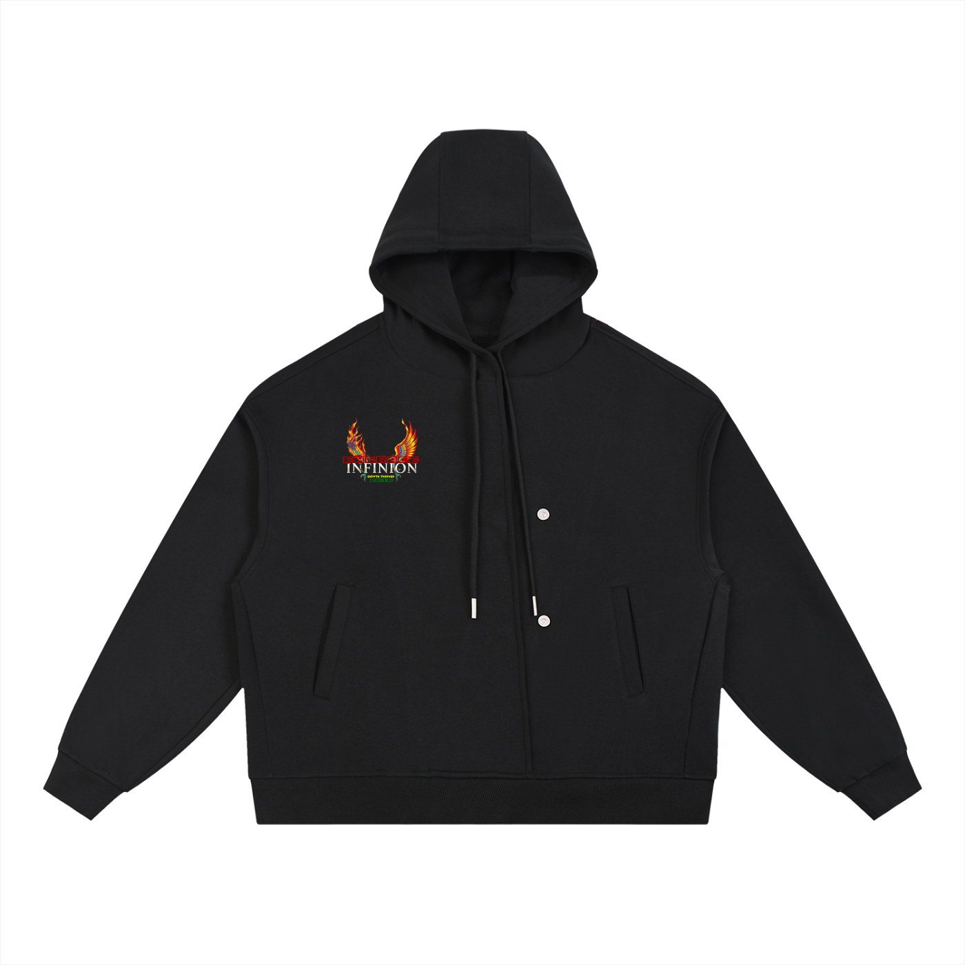 Boxy LEO Button Placket Hoodie