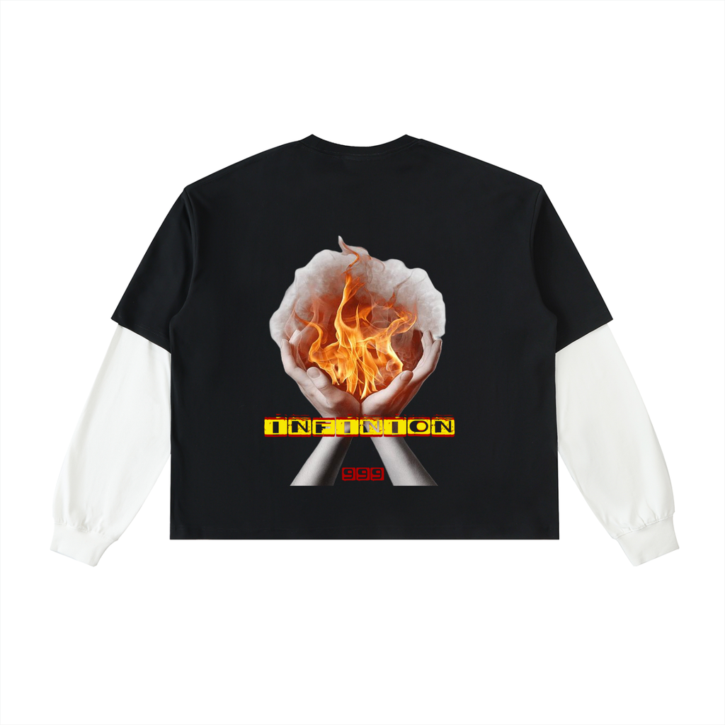 LEO Contrast Sleeve Cotton T-Shirt