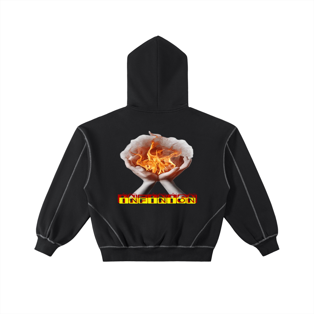 LEO-Stitched Boxy Fleece Zip Hoodie