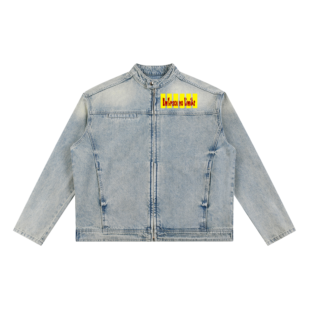 Vintage Wash Zip Denim Jacket