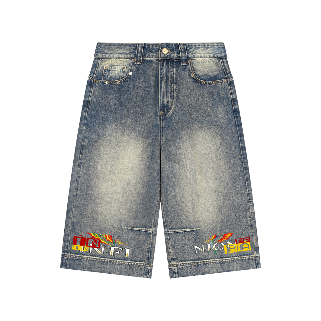LEO Wash Baggy Denim Shorts