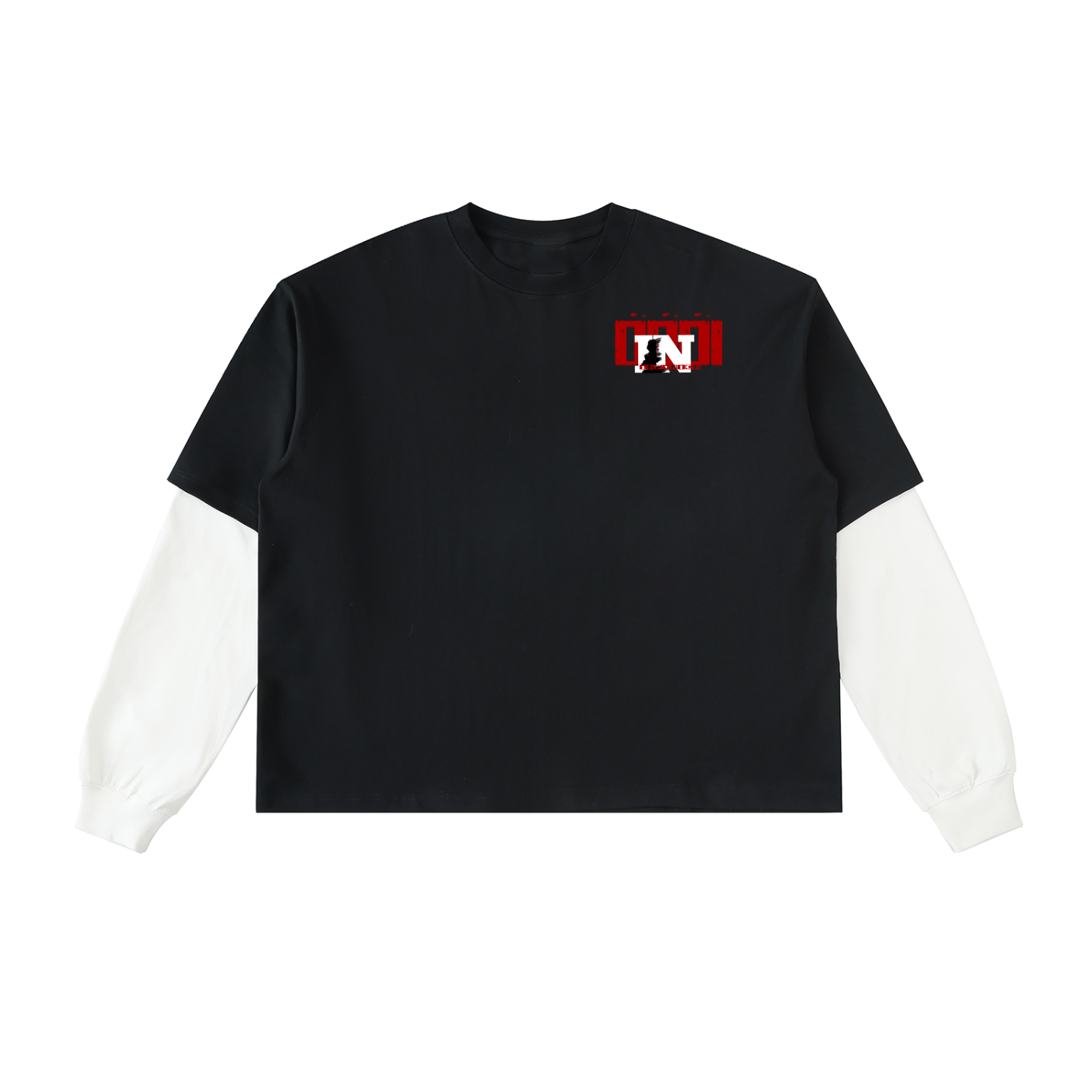 Layered Contrast Sleeve Cotton T-Shirt