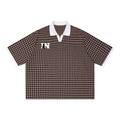 Unisex Boxy Plaid Color Block Polo Shirt