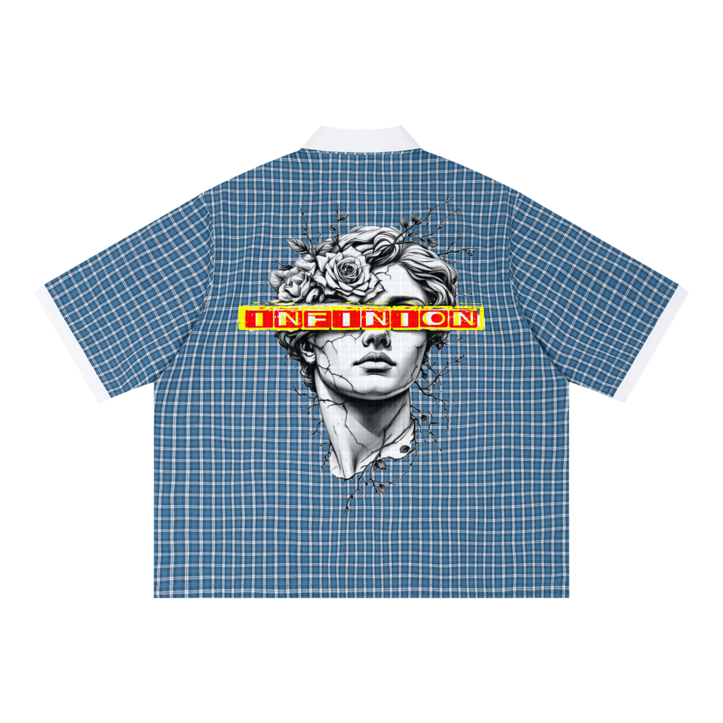 Unisex Boxy Plaid Color Block Polo Shirt
